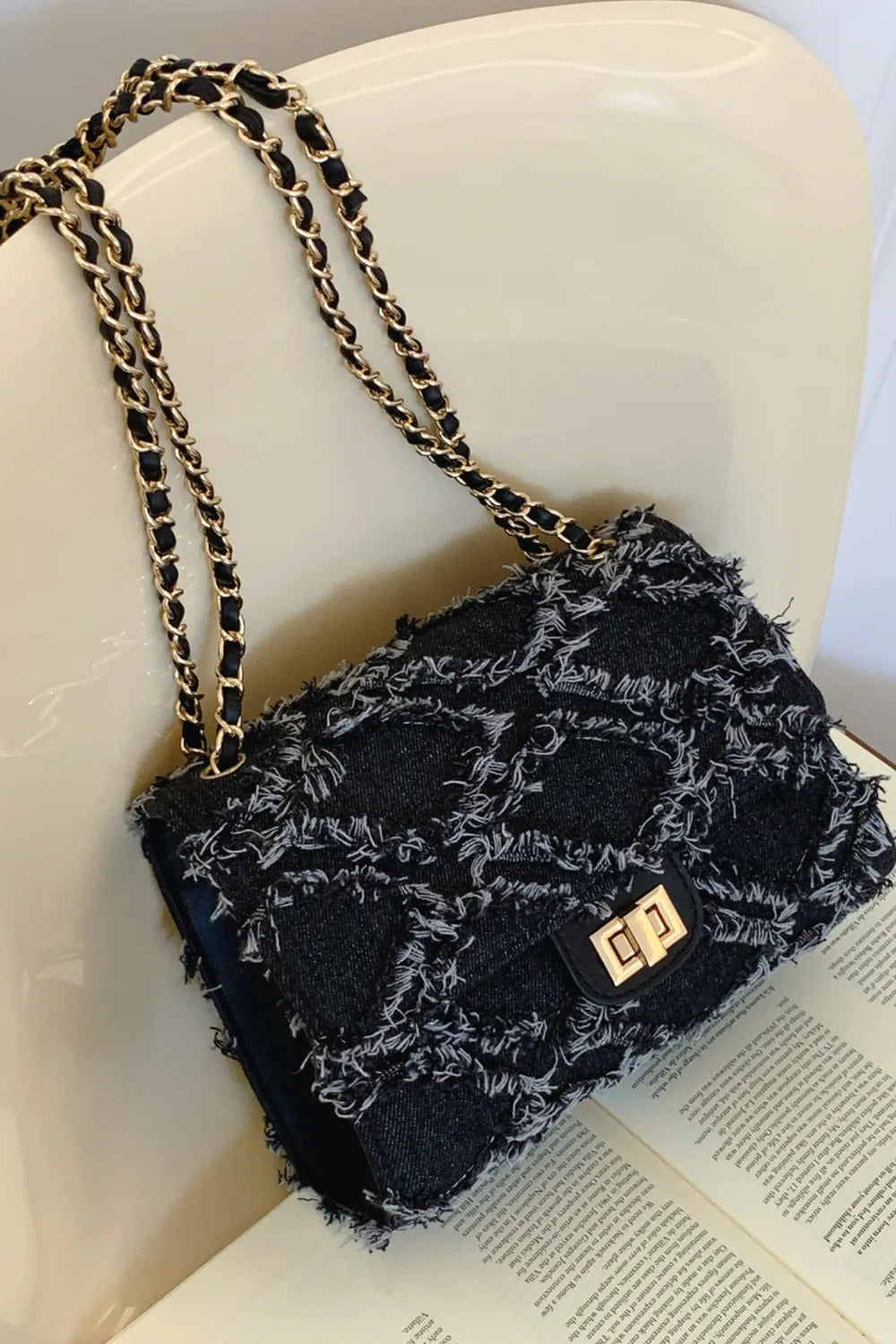 Raw Hem Denim Crossbody Bag - LaTezza Online Shop