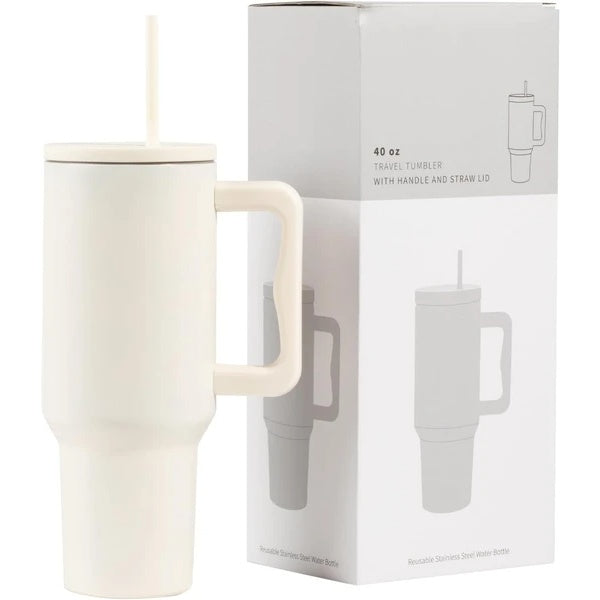40 Oz Tumbler With Handle, Reusable Insulated Cup With Lid And Straw, Stainless Steel Water Bottle, Travel Mug For Cold And Hot - LaTezza Online Shop