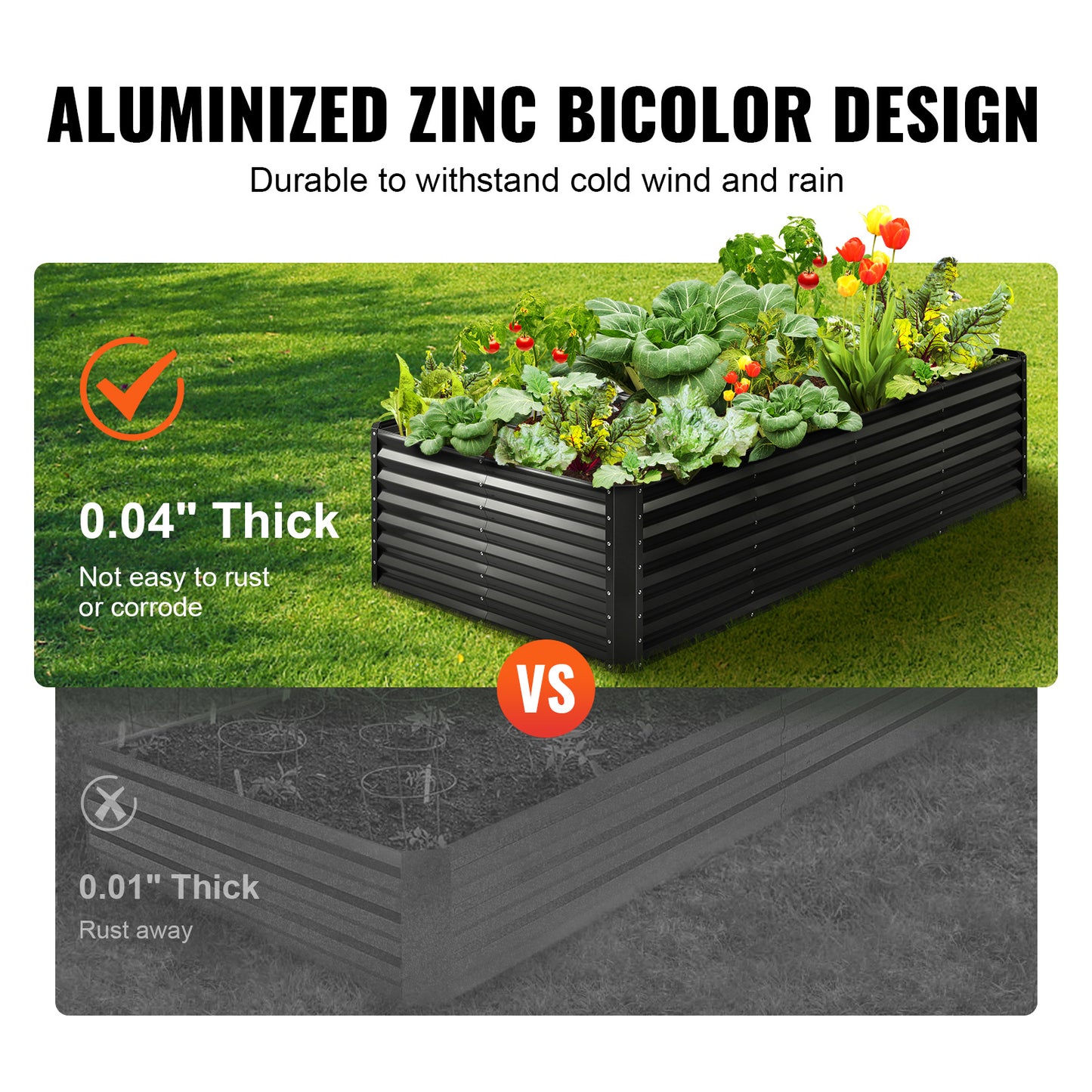 VEVOR Galvanized Raised Garden Bed Planter Box 94.5x47.2x23.6inch Flower Vegetable - LaTezza Online Shop