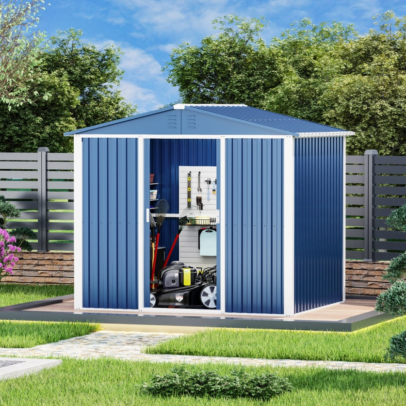 Professional Install Metal Shed 8.6 Ft. W X 6.3 Ft. D Metal Shed With Sliding Door In Blue 54 Sq. Ft. - LaTezza Online Shop