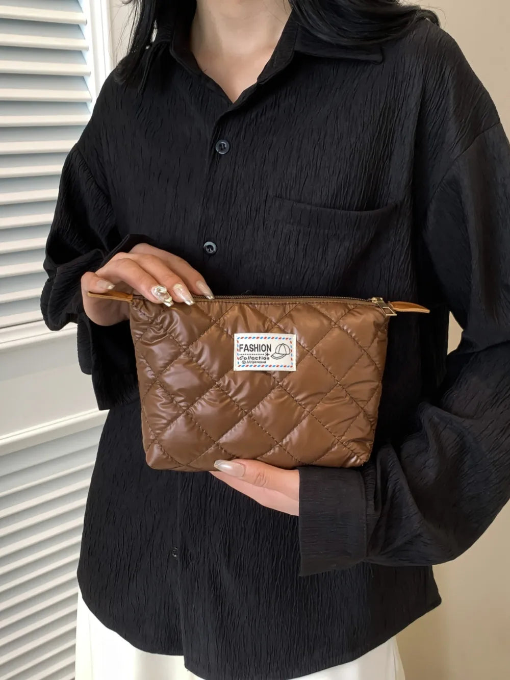 Solid Quilted Clutch with Zipper - LaTezza Online Shop
