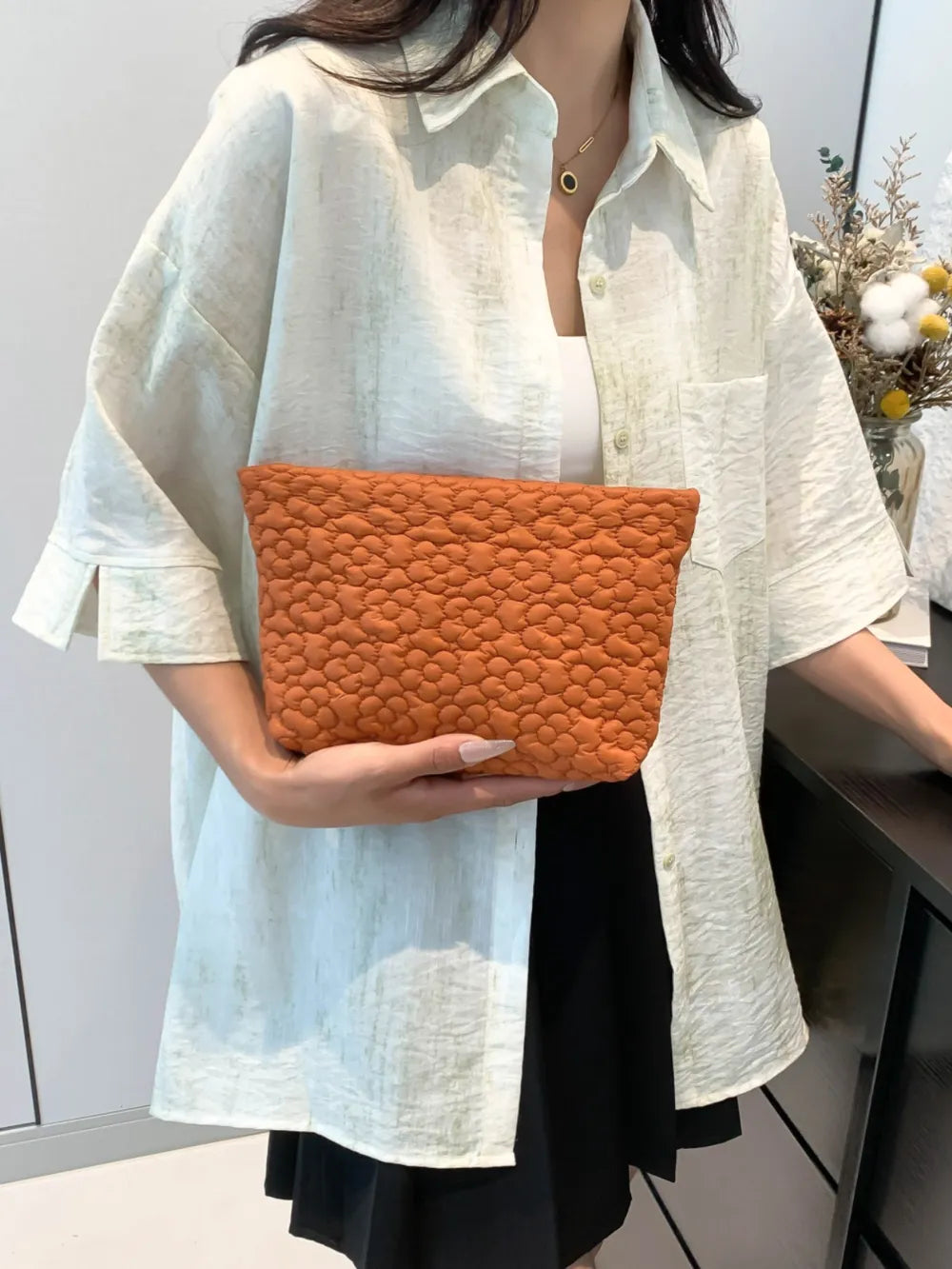 Flower Texture Polyester Clutch - LaTezza Online Shop