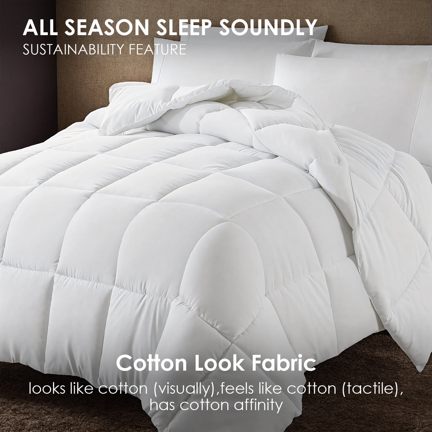 All-polyester Brushed Single Quilt Core Lattice Quilting With Microfiber Filling, Suitable For All Seasons, Down Quilt Alternative, Breathable And Warm, White Plaid, OKO-100 Certified, CPC - LaTezza Online Shop