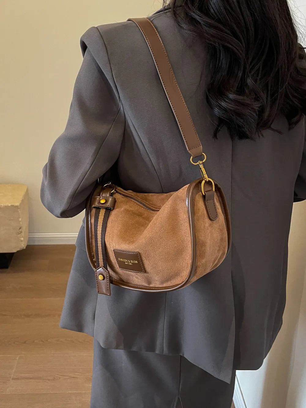 Suede Adjustable Strap Shoulder Bag - LaTezza Online Shop