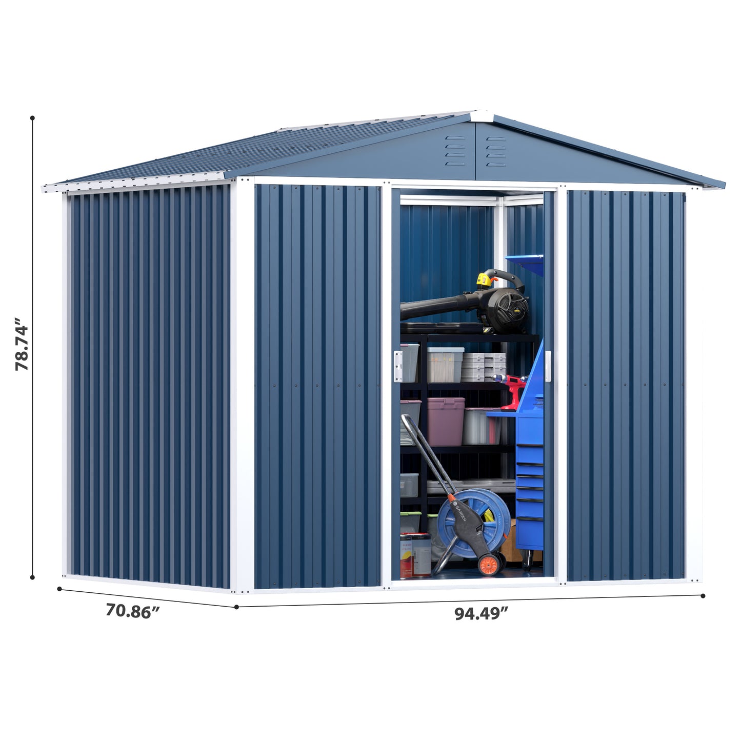 Professional Install Metal Shed 8.6 Ft. W X 6.3 Ft. D Metal Shed With Sliding Door In Blue 54 Sq. Ft. - LaTezza Online Shop