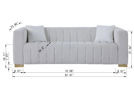 A Modern Channel Sofa Take On A Traditional Chesterfield,Black Color,3 Seater - LaTezza Online Shop