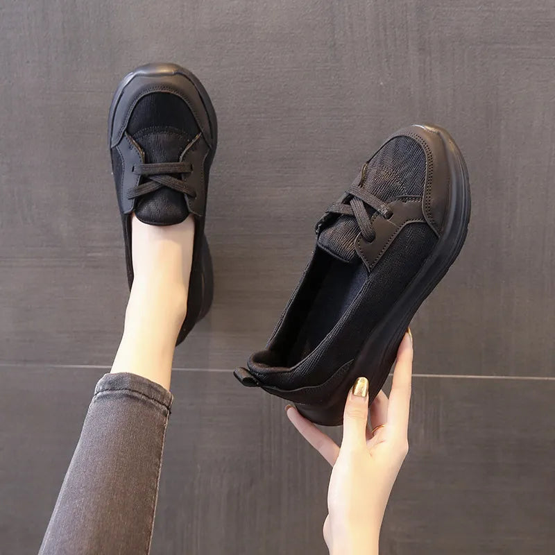 Round Toe Lace Up Sneakers - LaTezza Online Shop