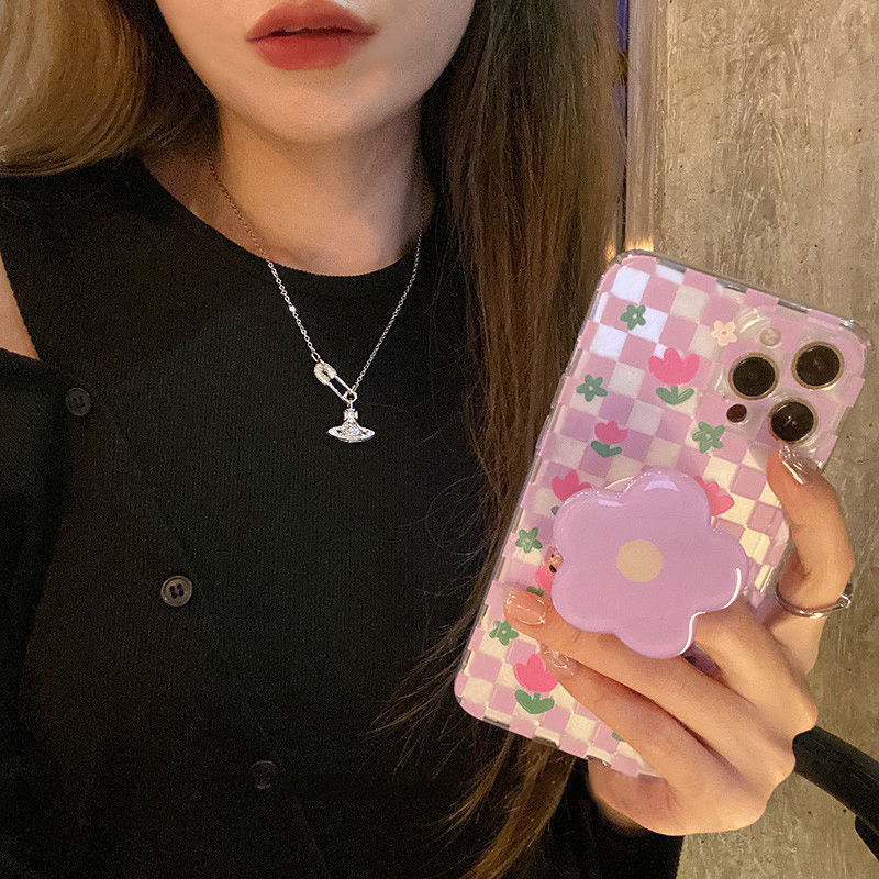 Purple Flower Phone Case All-inclusive Bracket Anti-fall - LaTezza Online Shop