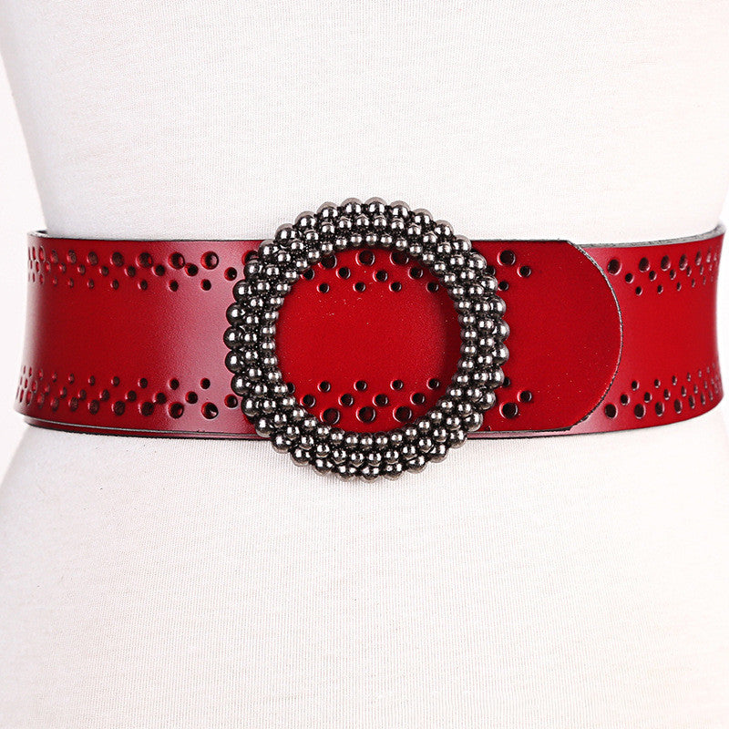 Green Women Belt No Hole Ladies Belts For Dresses Real Leather - LaTezza Online Shop