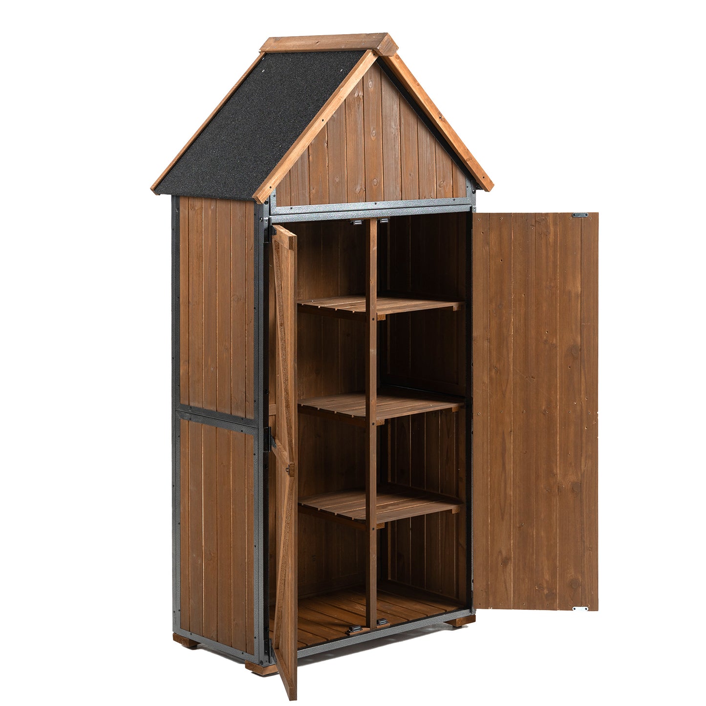 Outdoor Storage Cabinet Garden Shed Tool Shed With Metal Frame