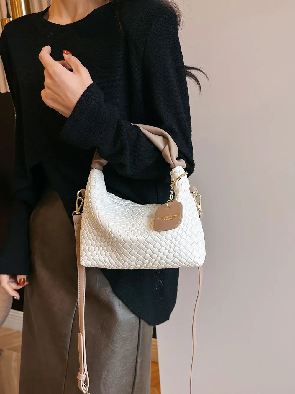 PU Leather Woven Crossbody Bag - LaTezza Online Shop
