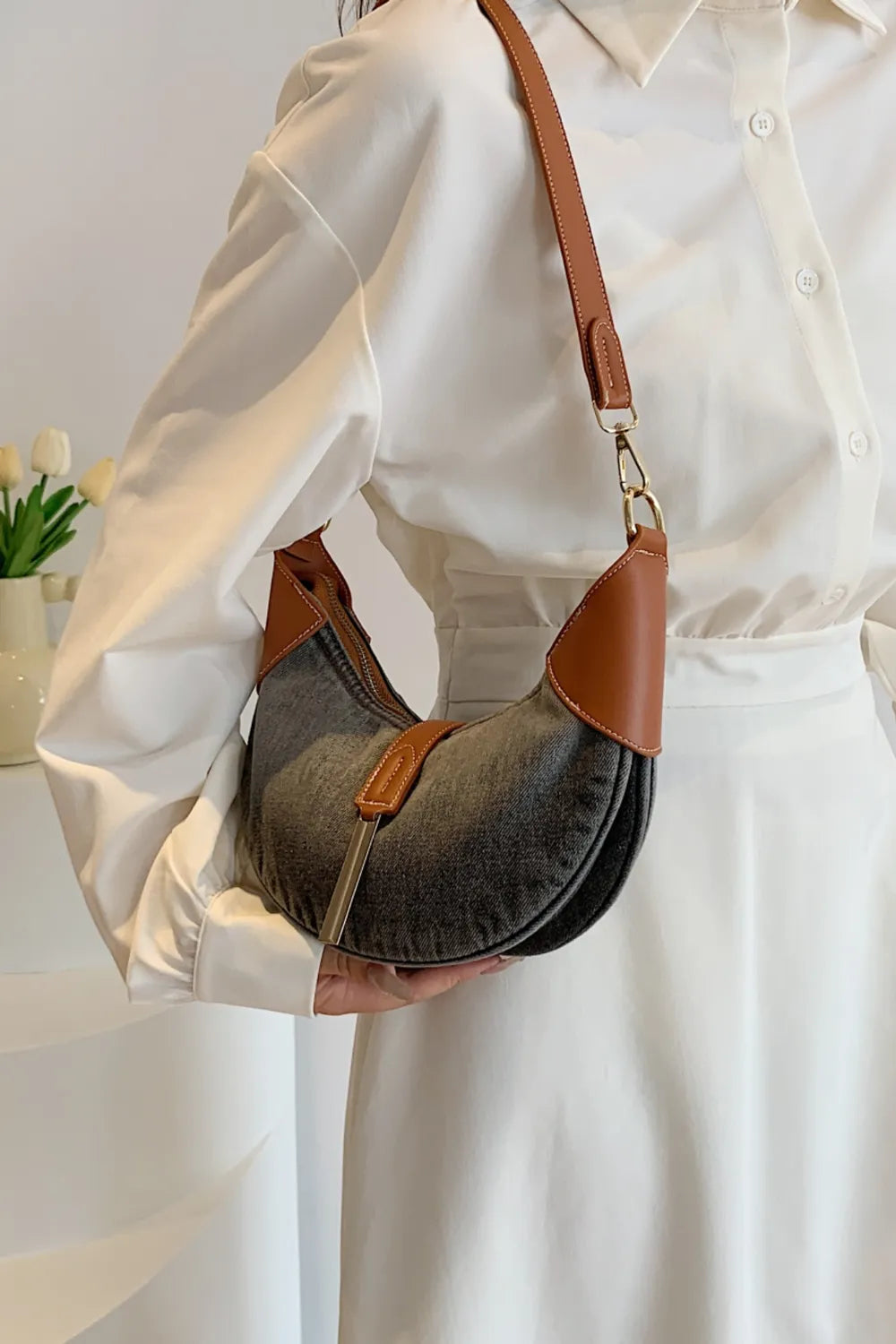 Contrast Denim Shoulder Bag - LaTezza Online Shop