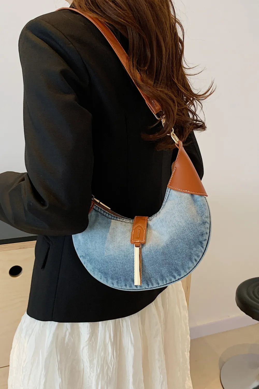Contrast Denim Shoulder Bag - LaTezza Online Shop