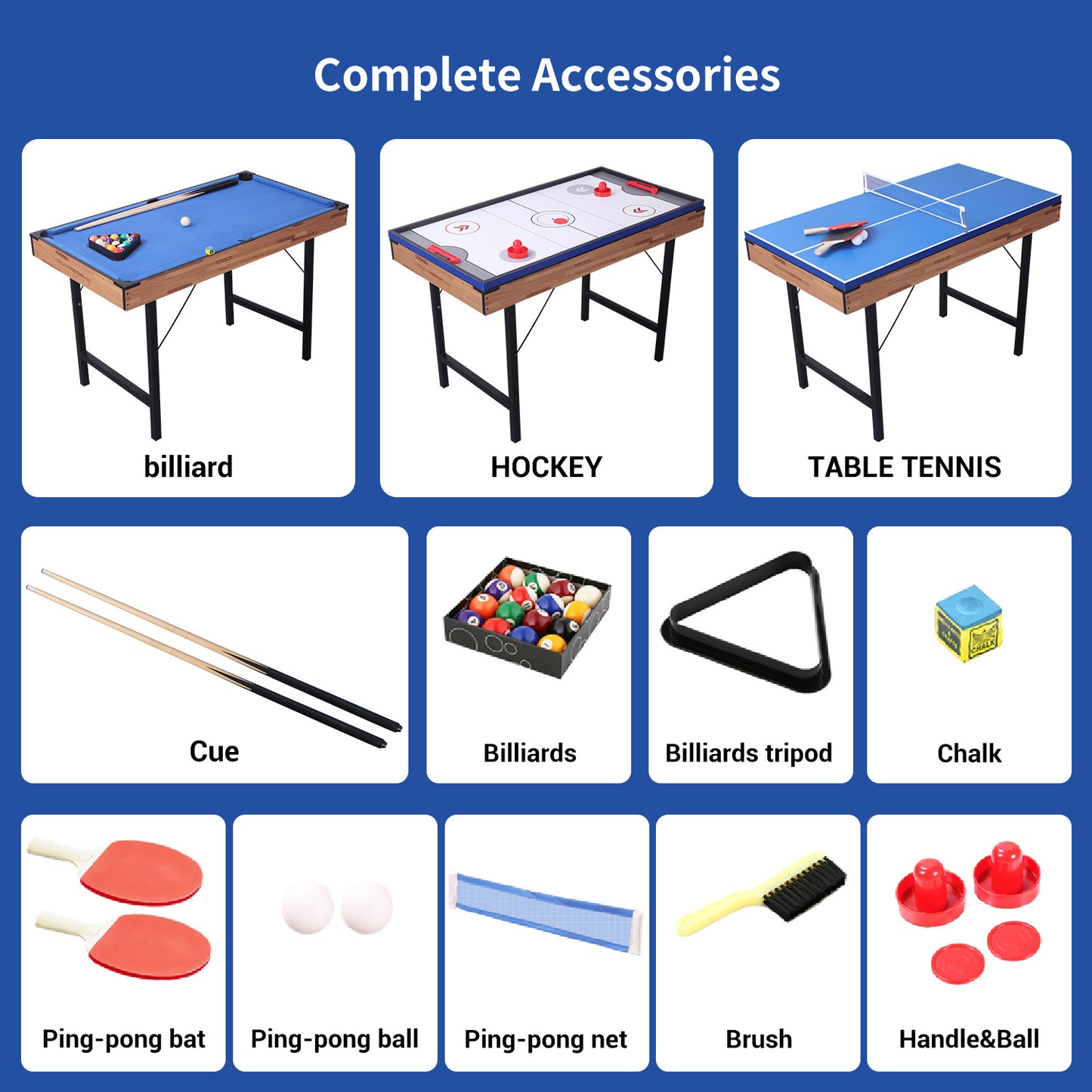 3 In 1 48in Folding Portable Combo Game Table Set With Ping Pong, Slide Hockey, Pool Billiards For Kids And Adults - LaTezza Online Shop