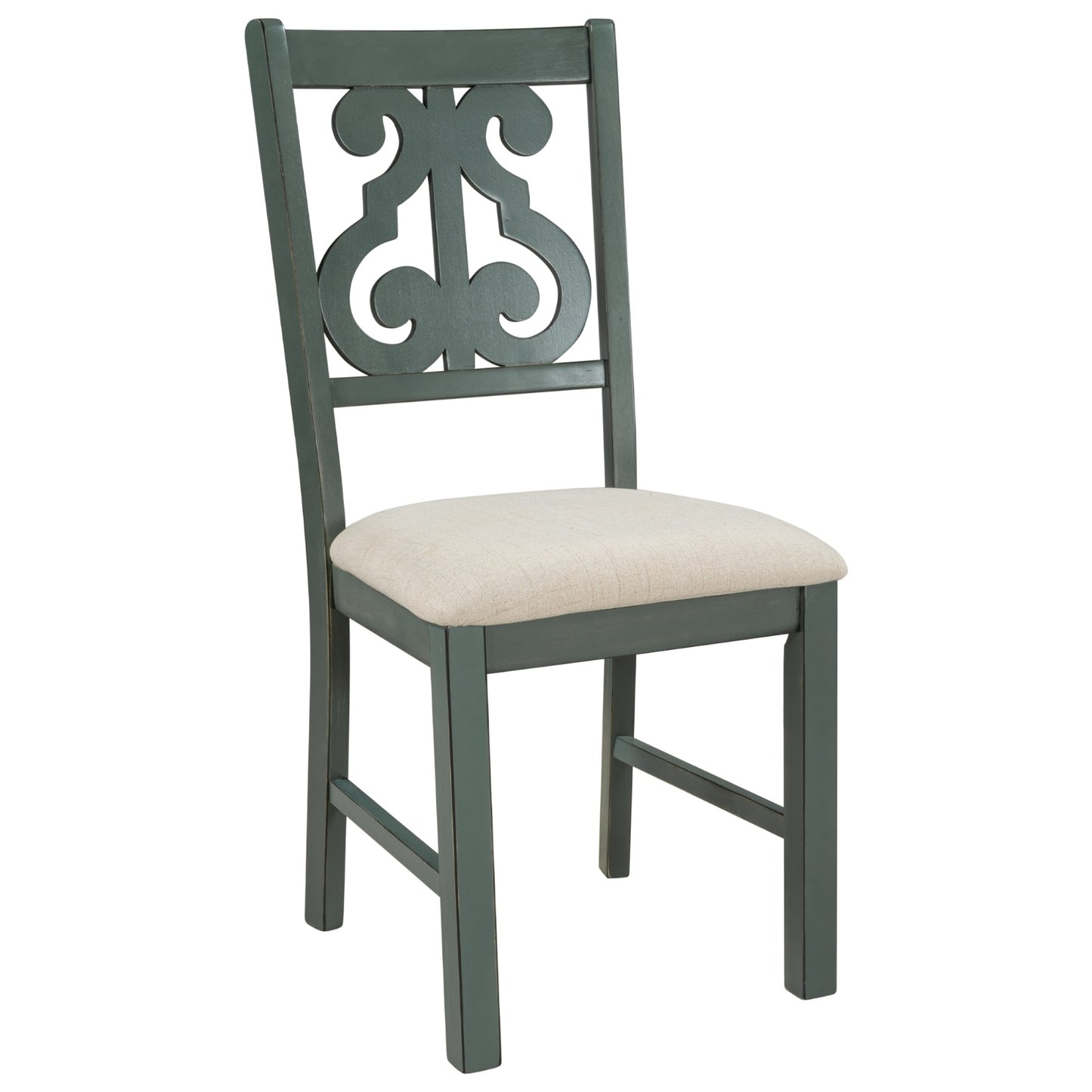 TREXM 5-Piece Round Dining Set With Fabric Chairs & Special-shaped Legs - LaTezza Online Shop