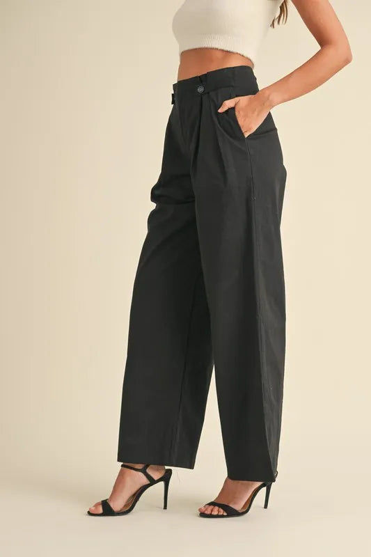 MABLE High Waist Front Pleated Detail Wide Leg Pants - LaTezza Online Shop