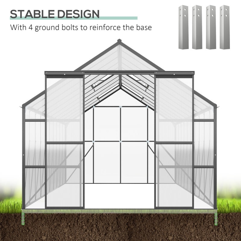 Large Greenhouse With Adjustable Roof Vent And Sliding Door Aluminum Greenhouse For Winter Clear - LaTezza Online Shop
