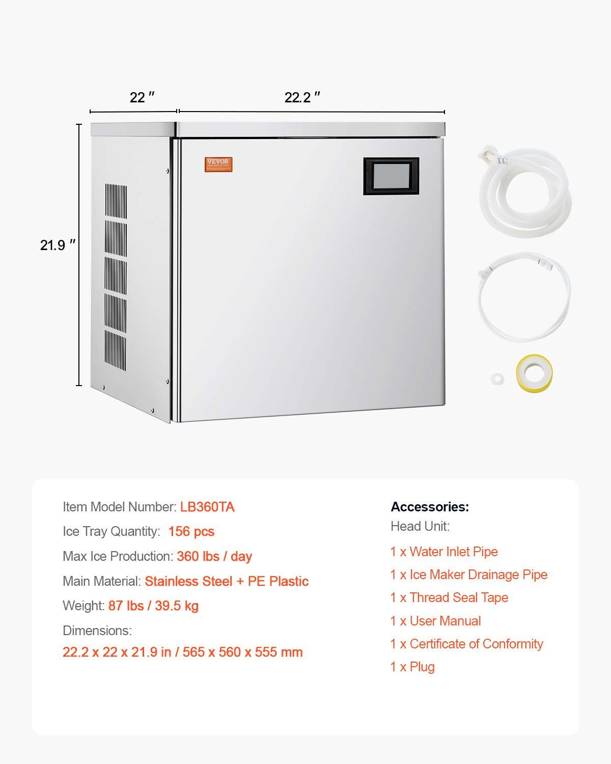 Commercial Ice Maker Machine 360 Lbs Day Self-Cleaning Ice Machine - Head Only - LaTezza Online Shop