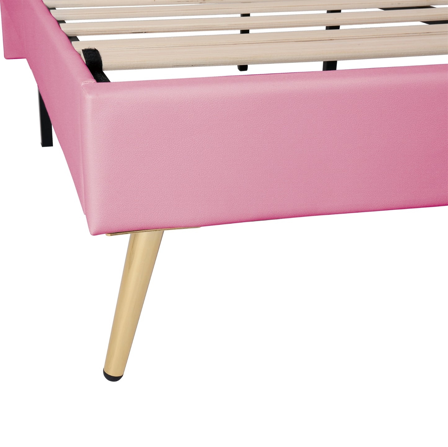 Full Size Upholstered Bed Frame With LED Lights & Crown Headboard - LaTezza Online Shop