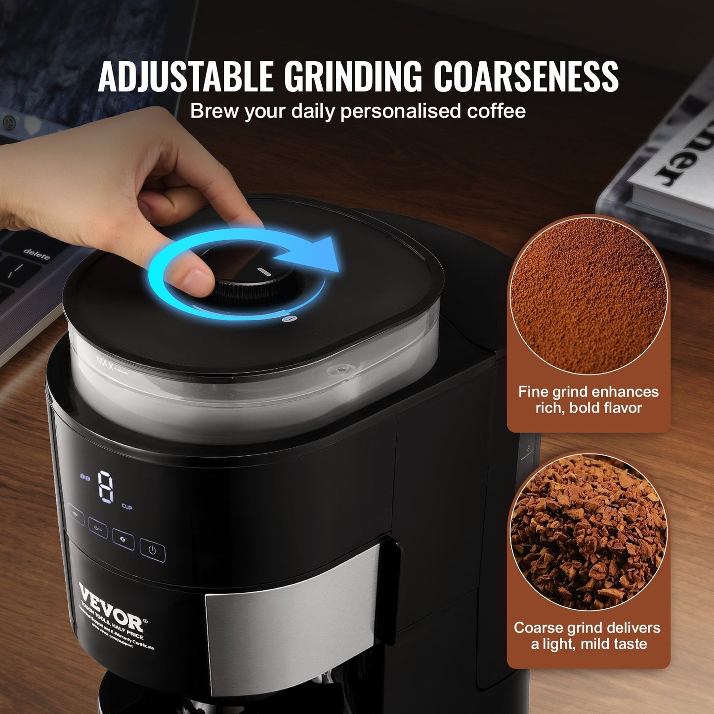 VEVOR 8-Cup Coffee Maker Drip Coffee Machine With 3 Brew Strength Control - LaTezza Online Shop