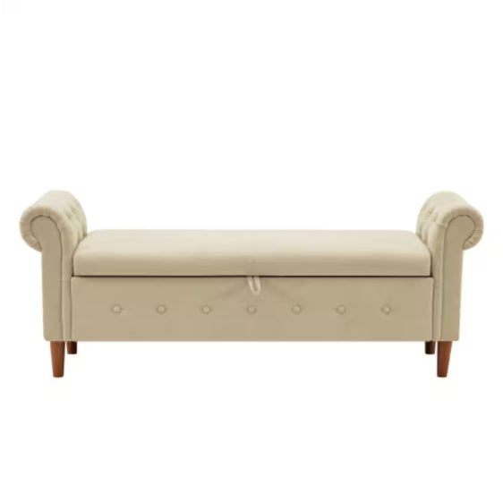 Beige Multifunctional Storage Rectangular Sofa Stool - LaTezza Online Shop