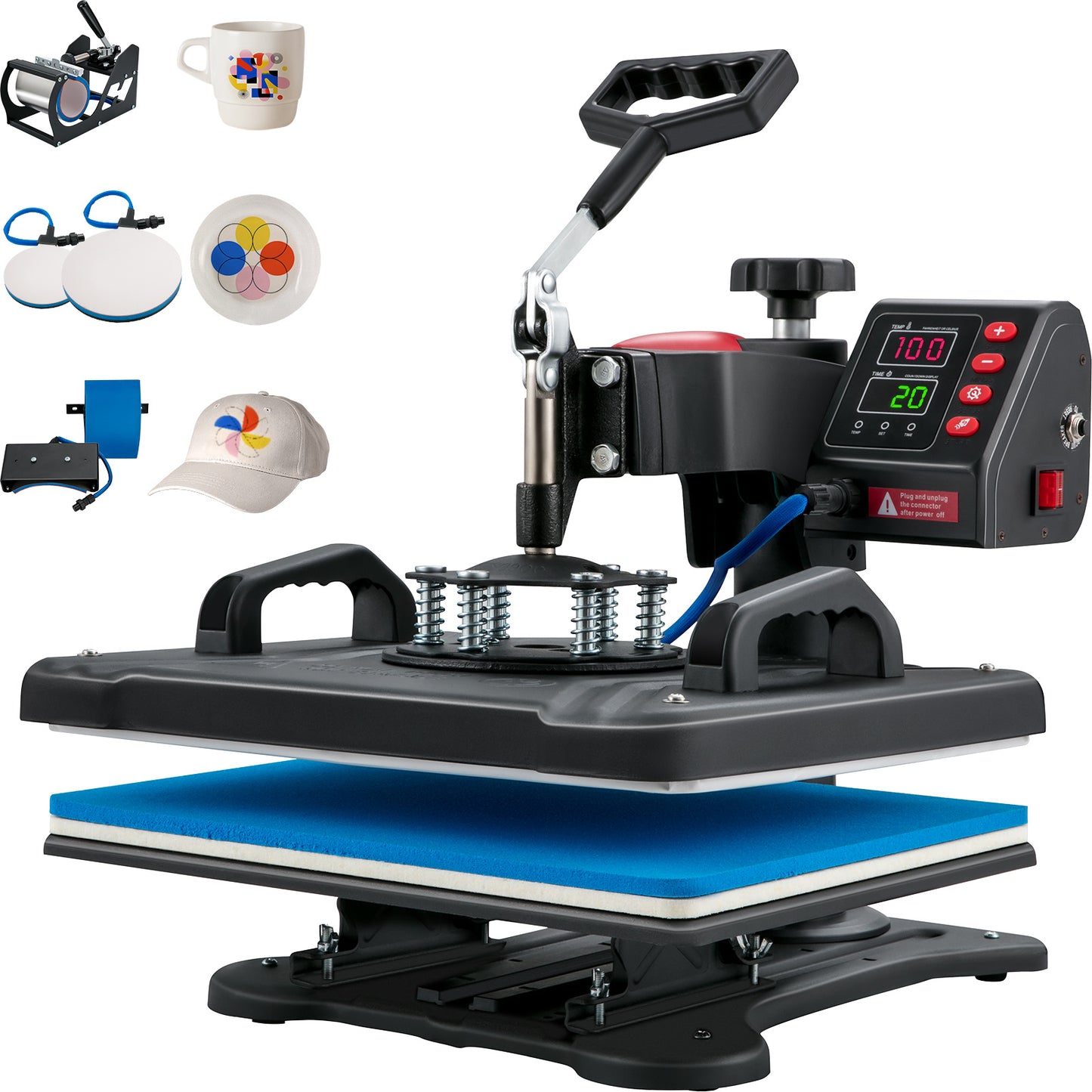 VEVOR Heat Press, 5 In 1 Heat Press Machine Machine 12x15, Clamshell Sublimation Transfer Printer Fast Heat-up, Digital Precise Temperature Control, Vinyl Heat Press For T-Shirt Plate Mug Cup - LaTezza Online Shop