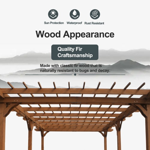 12 X 16 Outdoor Gazebo Wooden Grape Pergola For Climbing Plant Support Garden Backyard Deck Brown - LaTezza Online Shop