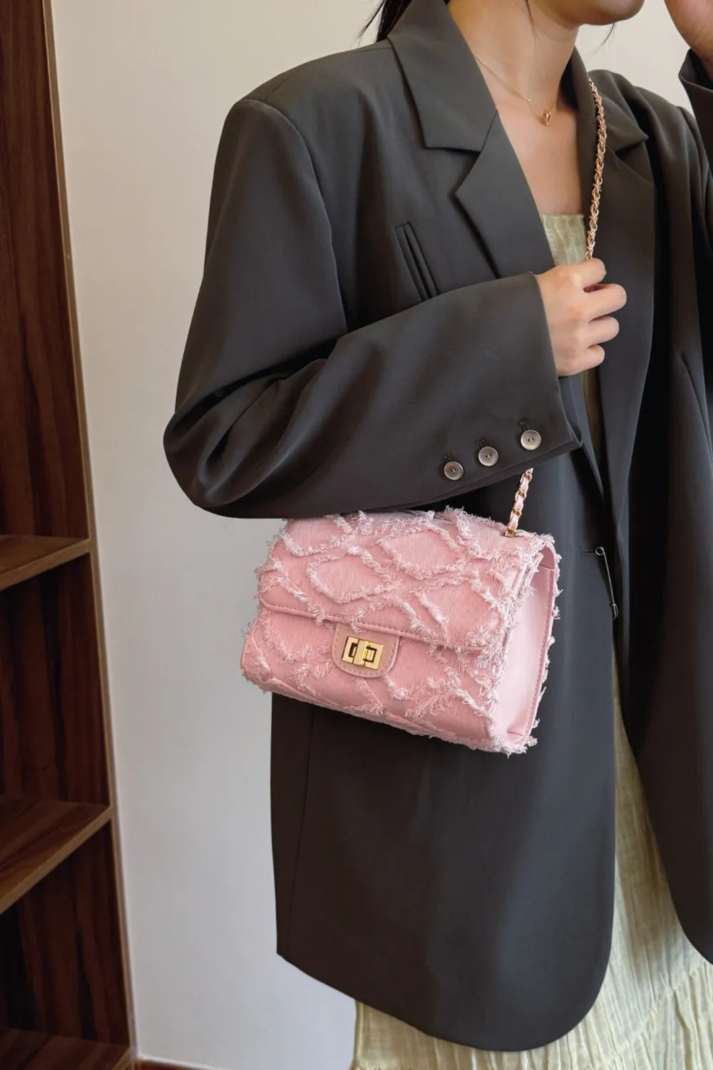 Raw Hem Denim Crossbody Bag - LaTezza Online Shop