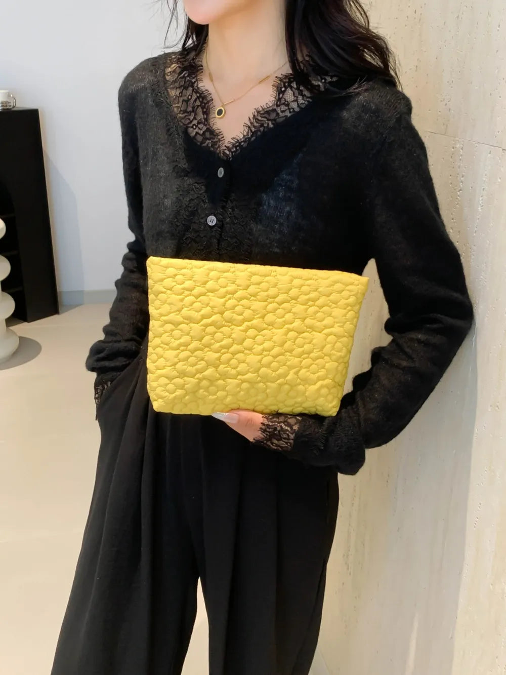 Flower Texture Polyester Clutch - LaTezza Online Shop
