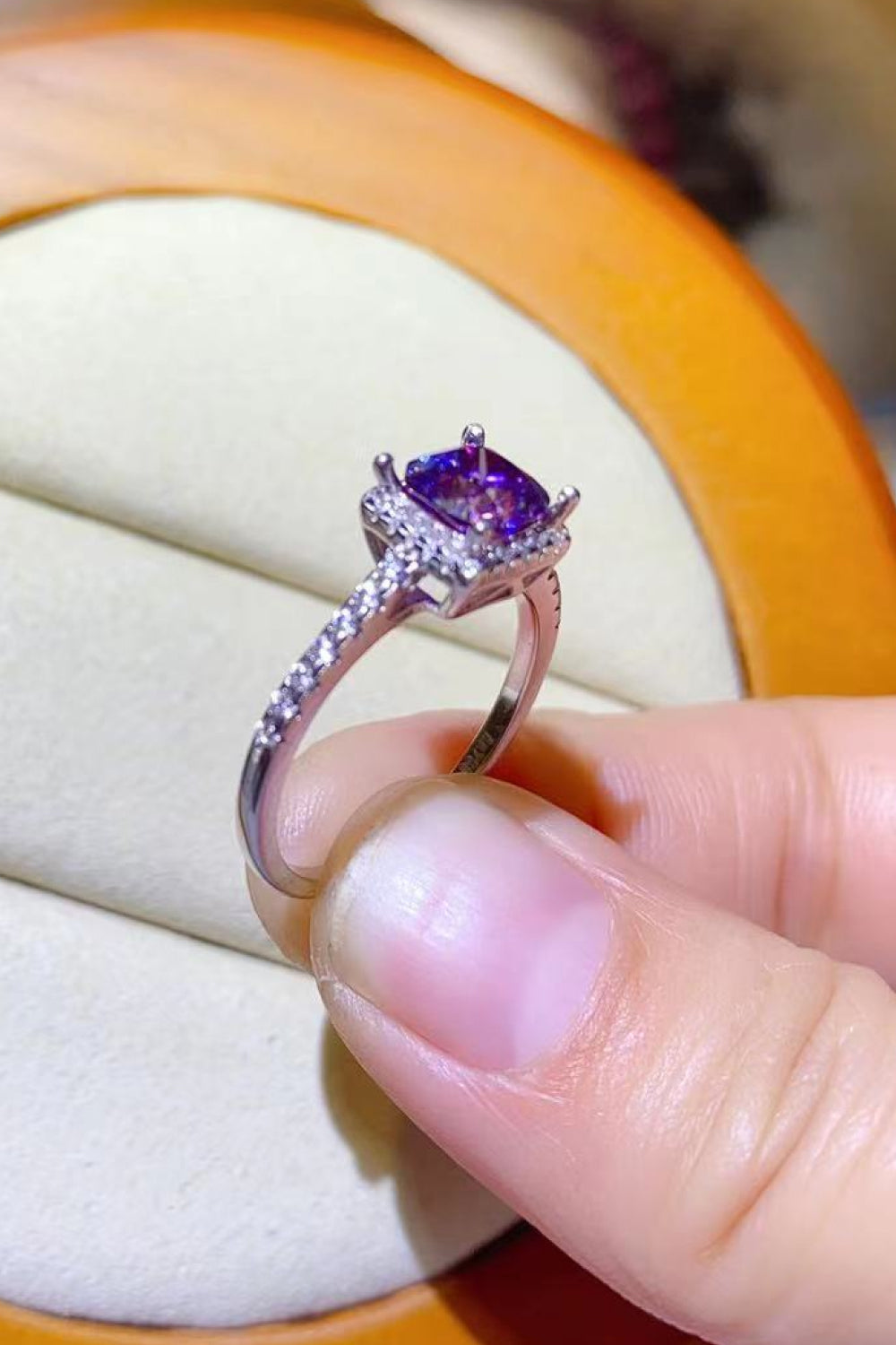 1 Carat Moissanite Platinum-Plated Square Ring - LaTezza Online Shop