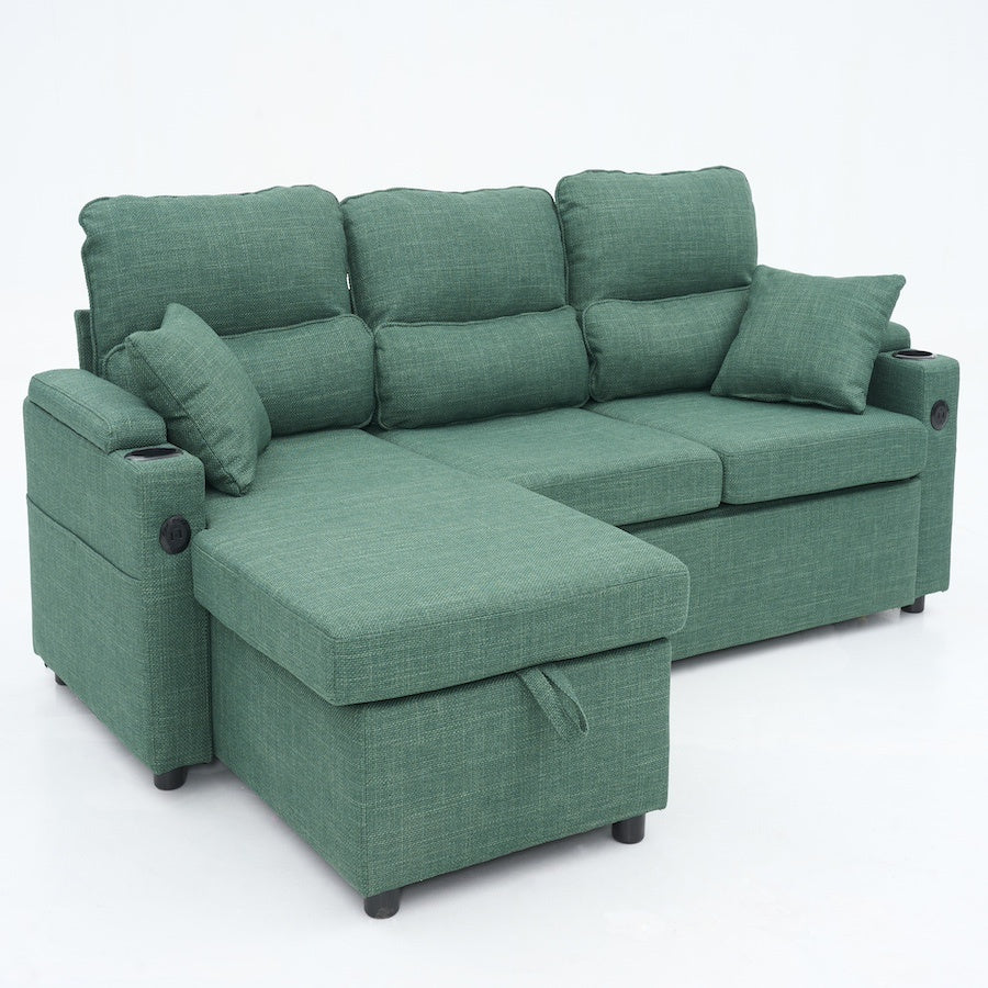 Convertible Sleeper Sofa 2 In 1 L Shaped Pull Out Sectional With Storage Space - LaTezza Online Shop