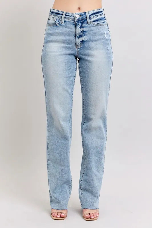 Jeans Judy Blue Full Size Mid Rise Light Wash Dad Jeans Plus Size - LaTezza Online Shop