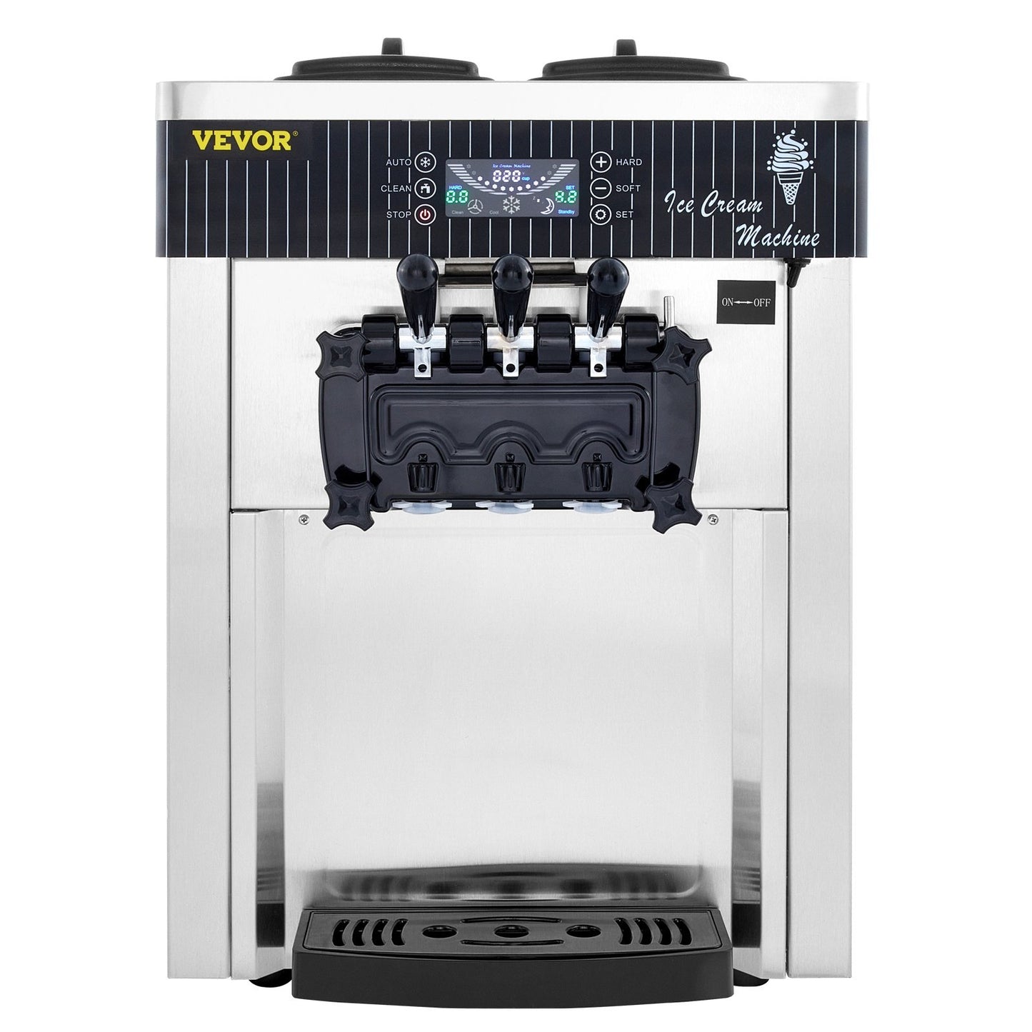 VEVOR Commercial Ice Cream Machine 5.3 To 7.4Gal Per Hour Soft Serve With LED Display Auto Clean 3 Flavor 2200W Sliver - LaTezza Online Shop