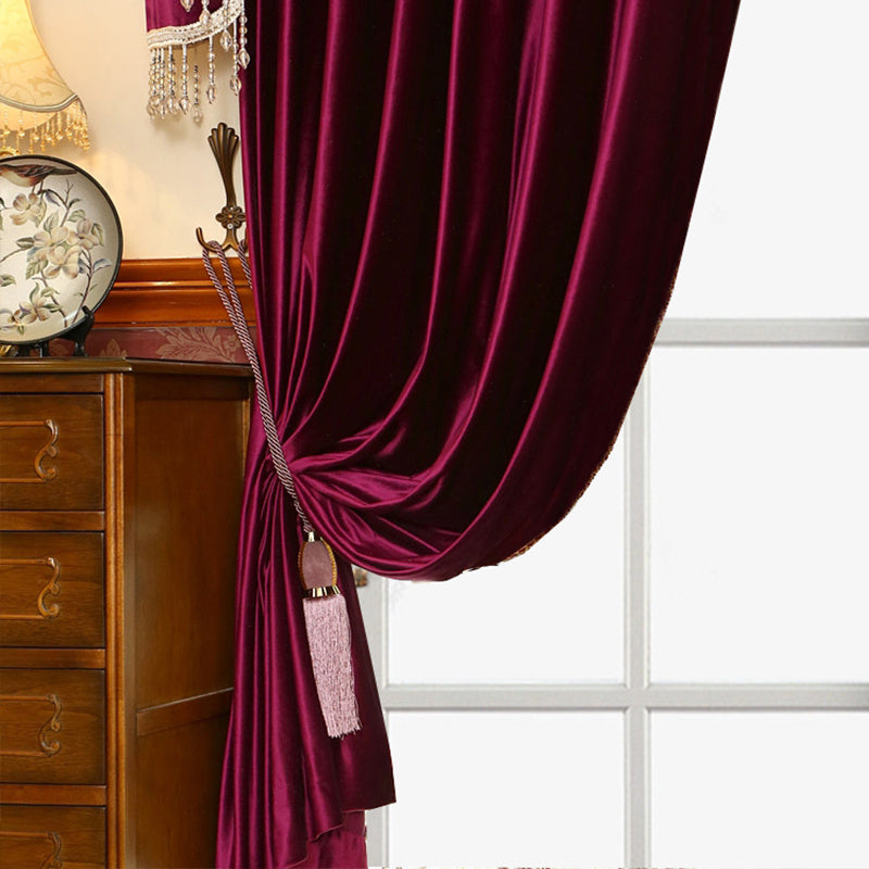 Luxury Festive Velvet Red Bedroom, Living Room, Water Wave Curtains, Wedding Room, Blackout Curtains - LaTezza Online Shop