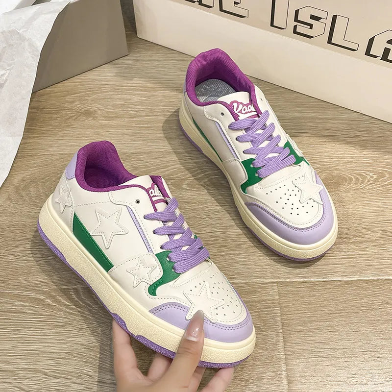 Contrast Star Round Toe Athletic Sneakers - LaTezza Online Shop
