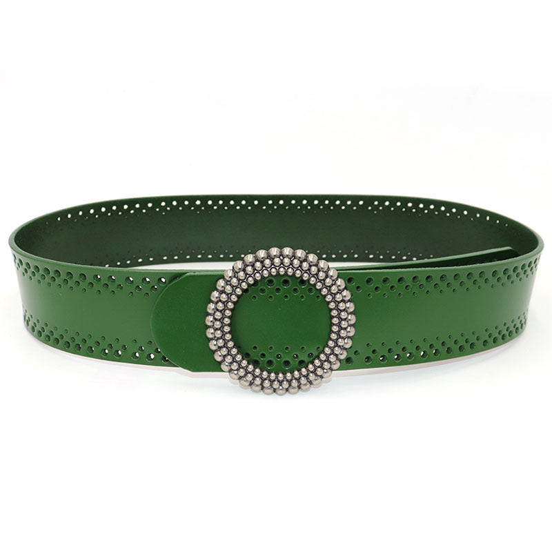 Green Women Belt No Hole Ladies Belts For Dresses Real Leather - LaTezza Online Shop
