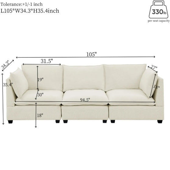 3 Piece Chenille Fabric Upholstered Furniture Set - LaTezza Online Shop