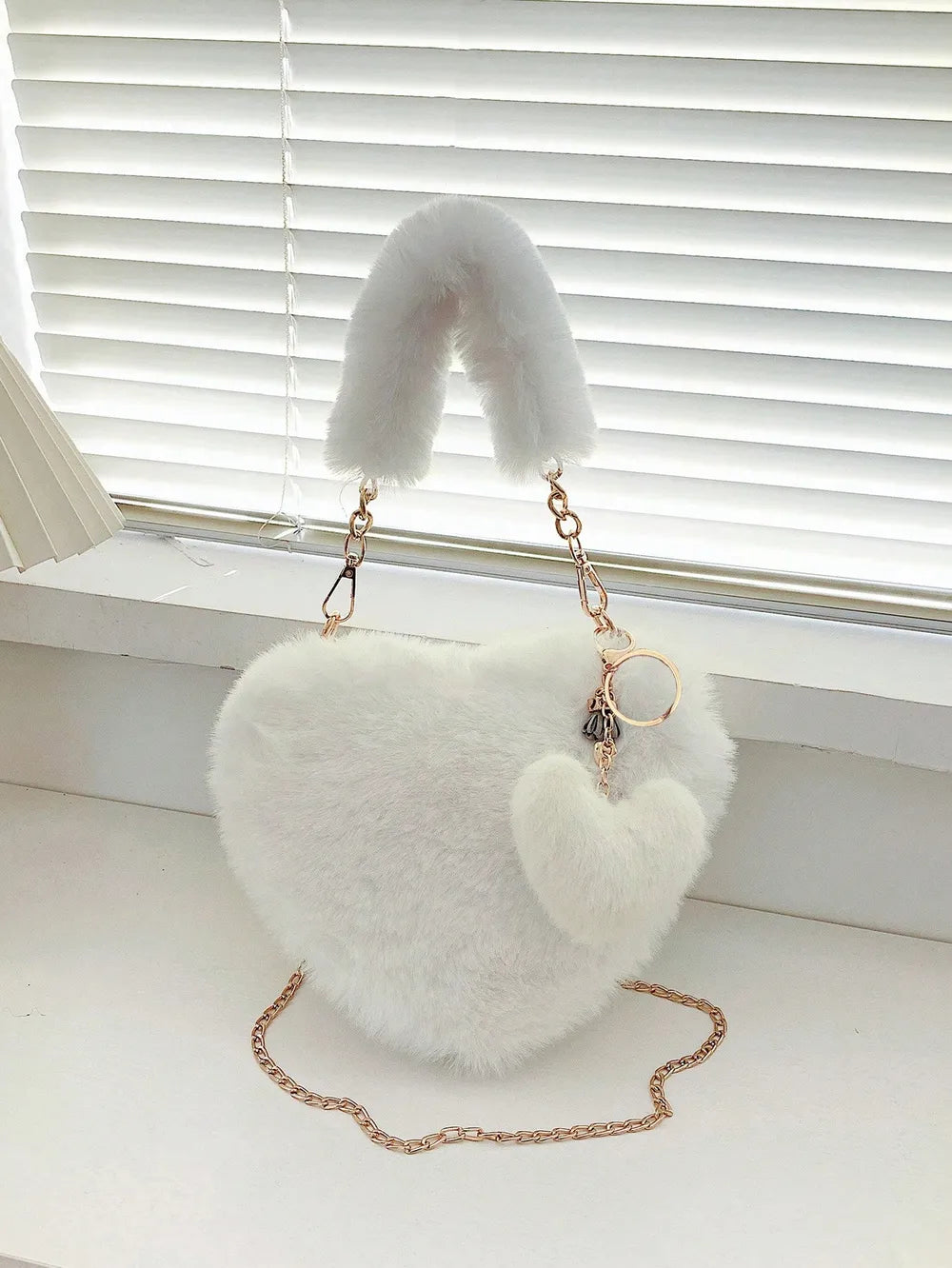 Heart Shape Faux Fur Handbag - LaTezza Online Shop