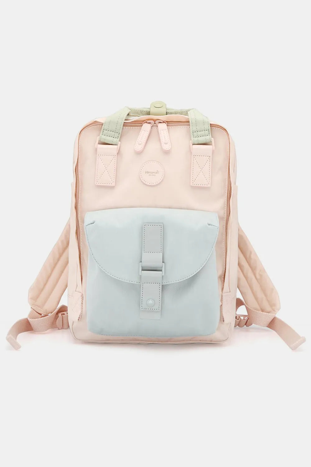 Himawari Contrast Waterproof Canvas Backpack Bag with Round Label - LaTezza Online Shop