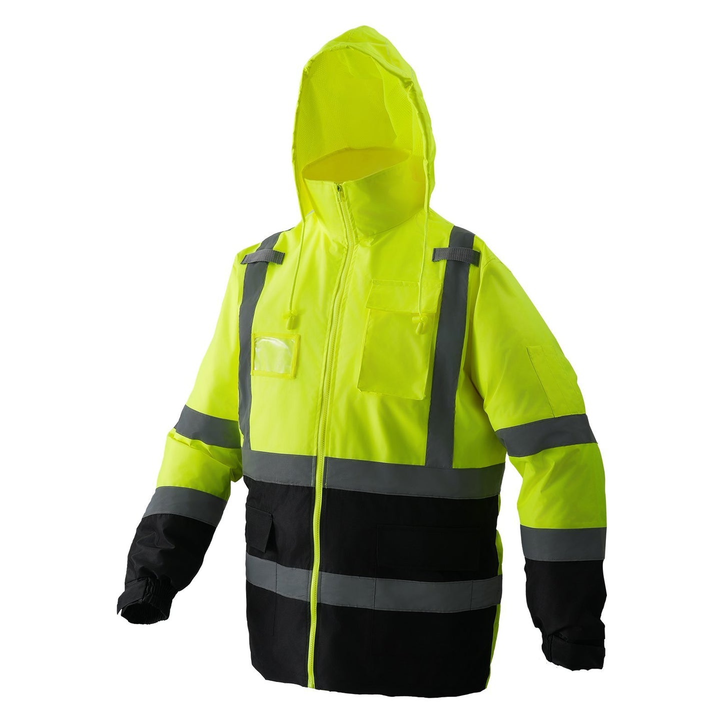 High Visibility Reflective Safety Jacket Waterproof Hoodie Yellow With Black L - LaTezza Online Shop
