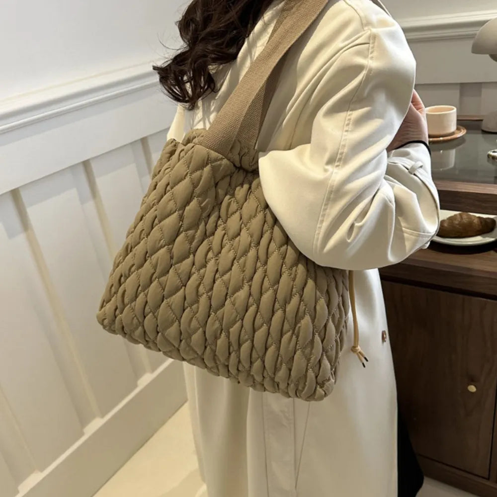 Drawstring Bubble Texture Tote Bag - LaTezza Online Shop