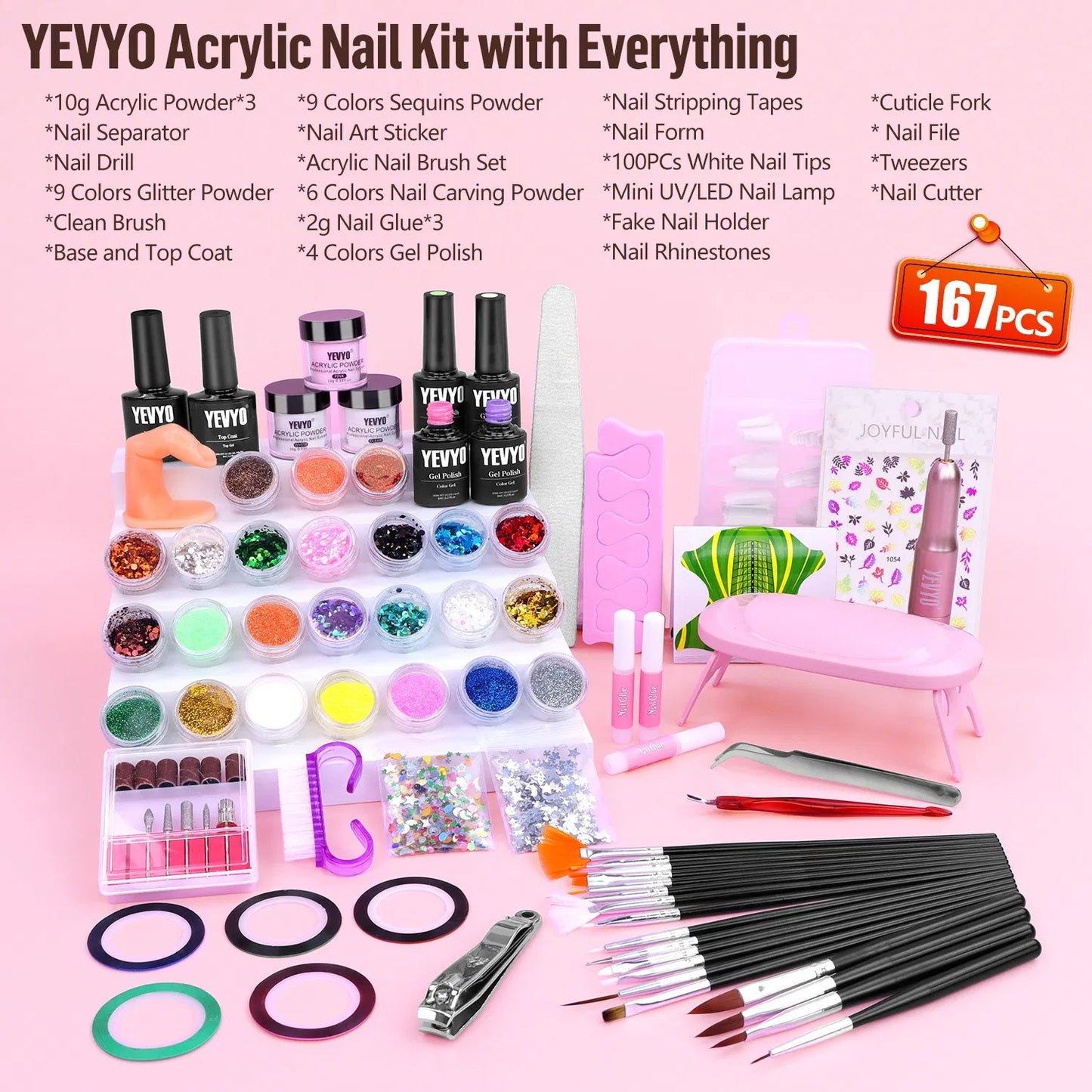 Acrylic Nail Kit With Drill, 4 Colors Gel Polish And UV Light Nail Professional Kit For Beginners - LaTezza Online Shop