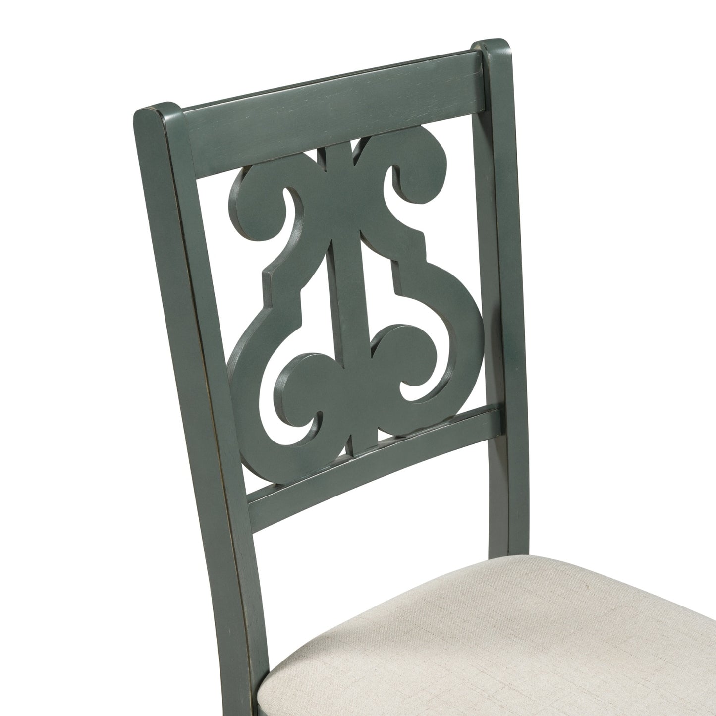 TREXM 5-Piece Round Dining Set With Fabric Chairs & Special-shaped Legs - LaTezza Online Shop