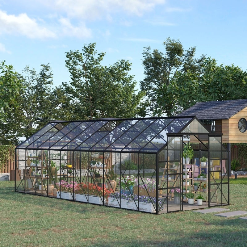 Large Greenhouse With Adjustable Roof Vent And Sliding Door Aluminum Greenhouse For Winter Clear - LaTezza Online Shop