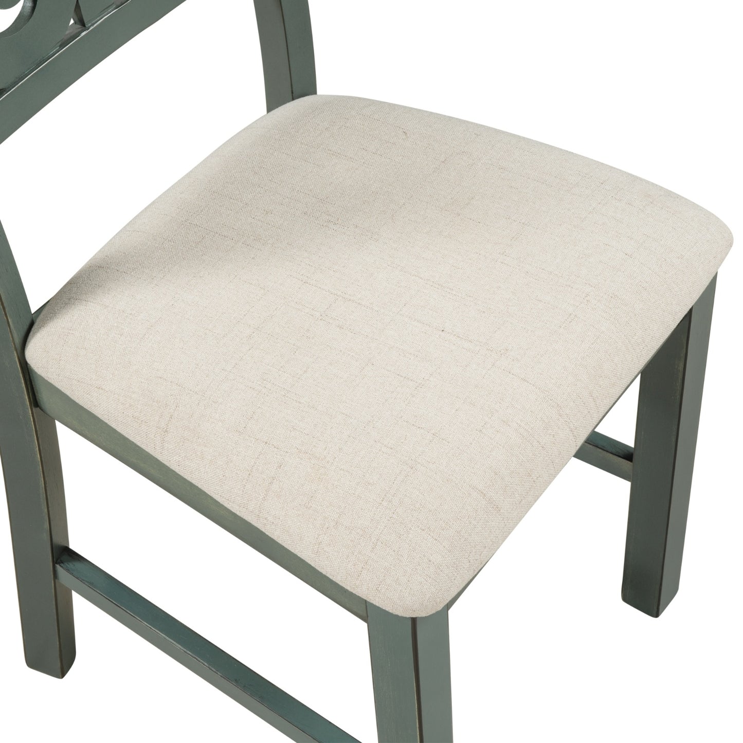 TREXM 5-Piece Round Dining Set With Fabric Chairs & Special-shaped Legs - LaTezza Online Shop