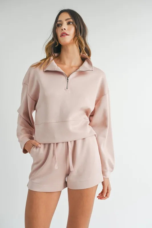 MABLE Half Zip Sweatshirt and Shorts Set - LaTezza Online Shop