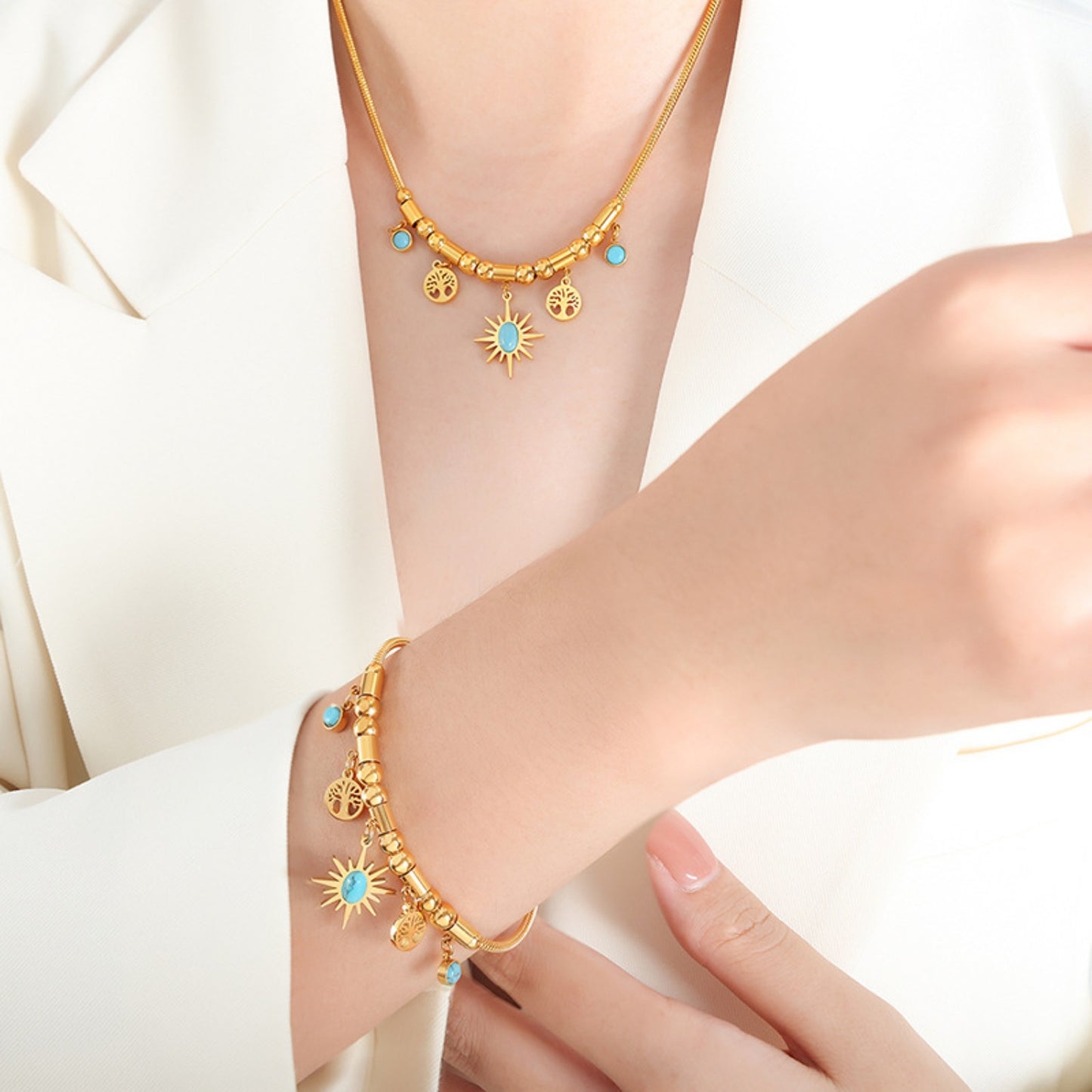 Gold-Plated Titanium Steel Charm Bracelet - LaTezza Online Shop
