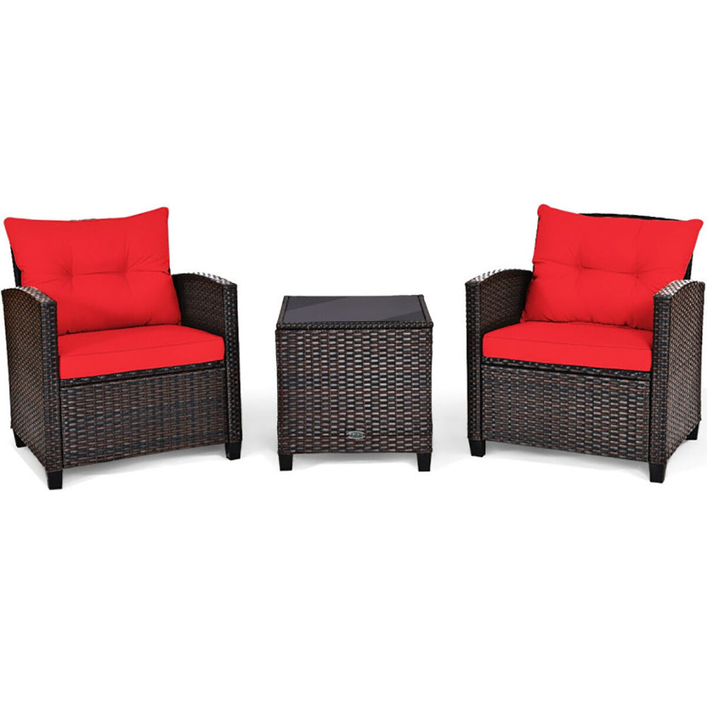 3 Pieces Rattan Patio Furniture Set With Washable Cushion - LaTezza Online Shop