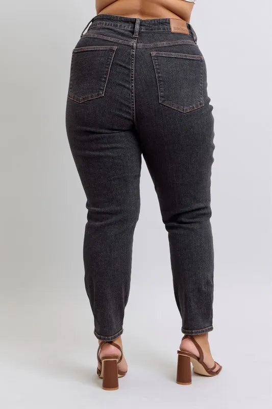 Judy Blue Full Size Mid Rise Tummy Control Slim Jeans Plus Size - LaTezza Online Shop