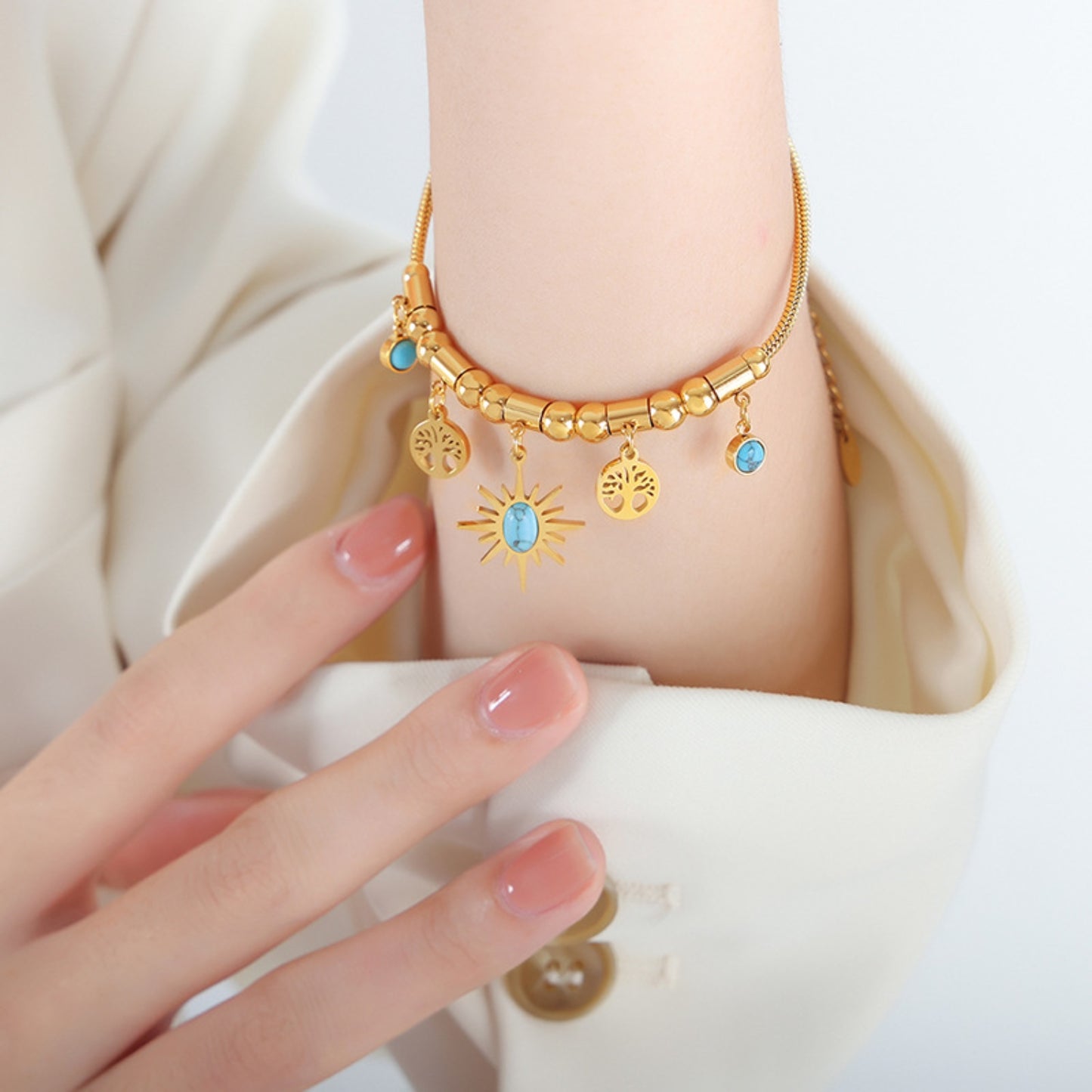Gold-Plated Titanium Steel Charm Bracelet - LaTezza Online Shop